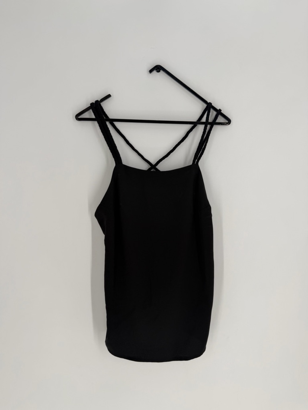 All Saints Lyon Black Strappy Braided Dainty Cami Goth Minimalist Tank Top